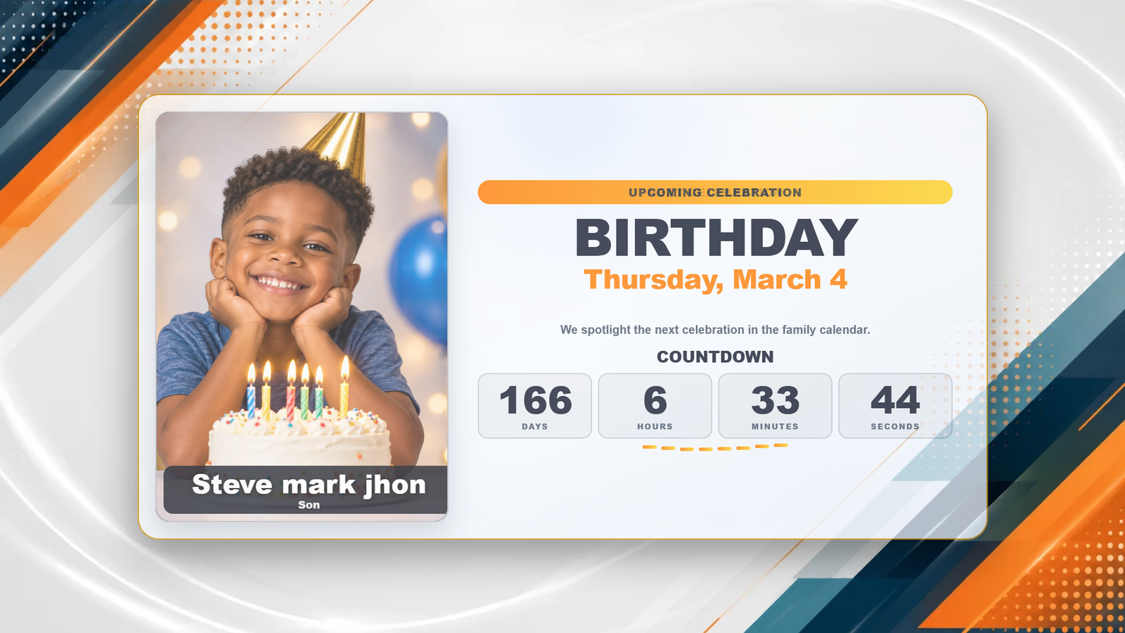 Birthday slideshow display preview